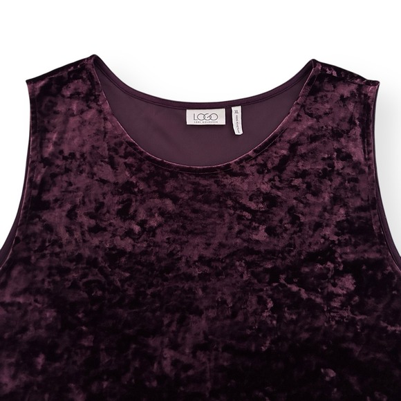 Logo by Lori Goldstein Women's Size XL Purple Panne Velvet Lace Hem Tank Top - Picture 6 of 11